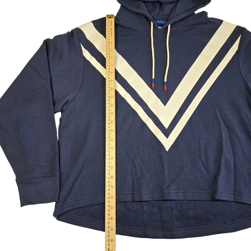 Tory Burch Sport French Terry Chevron Hoodie Color Tory Navy/Snow White Size M